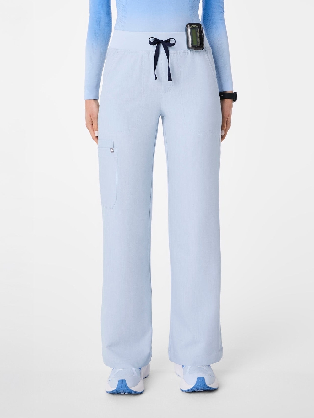 Figs Chambray High Waisted Isabel Wide Leg Scrub